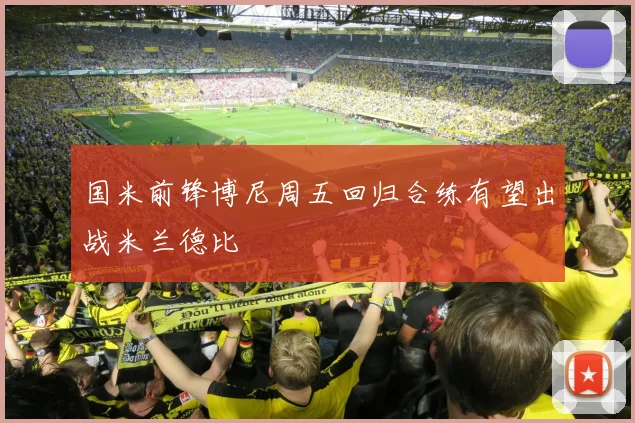 国米前锋博尼周五回归合练有望出战米兰德比
